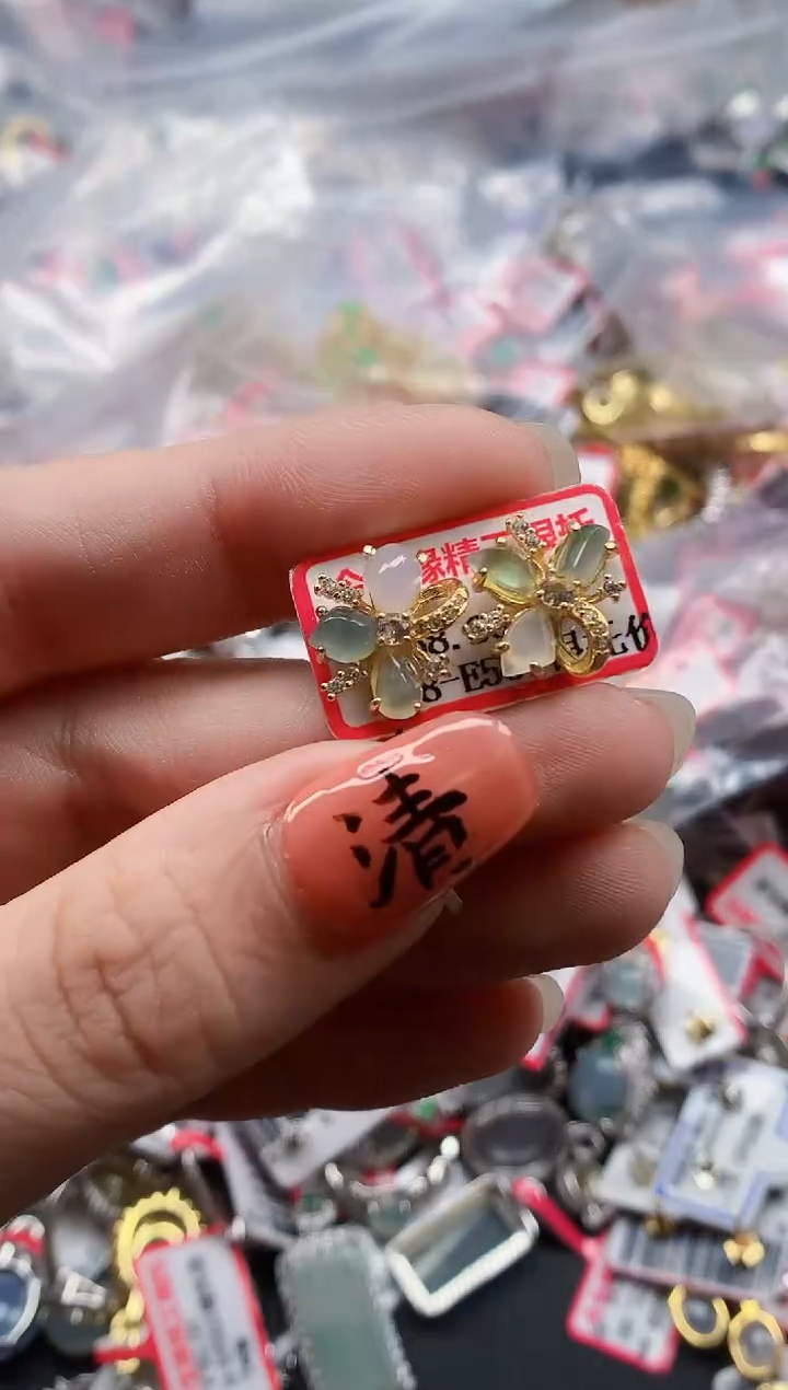 银S925镶嵌戒指翡翠天然A货缅甸翡翠