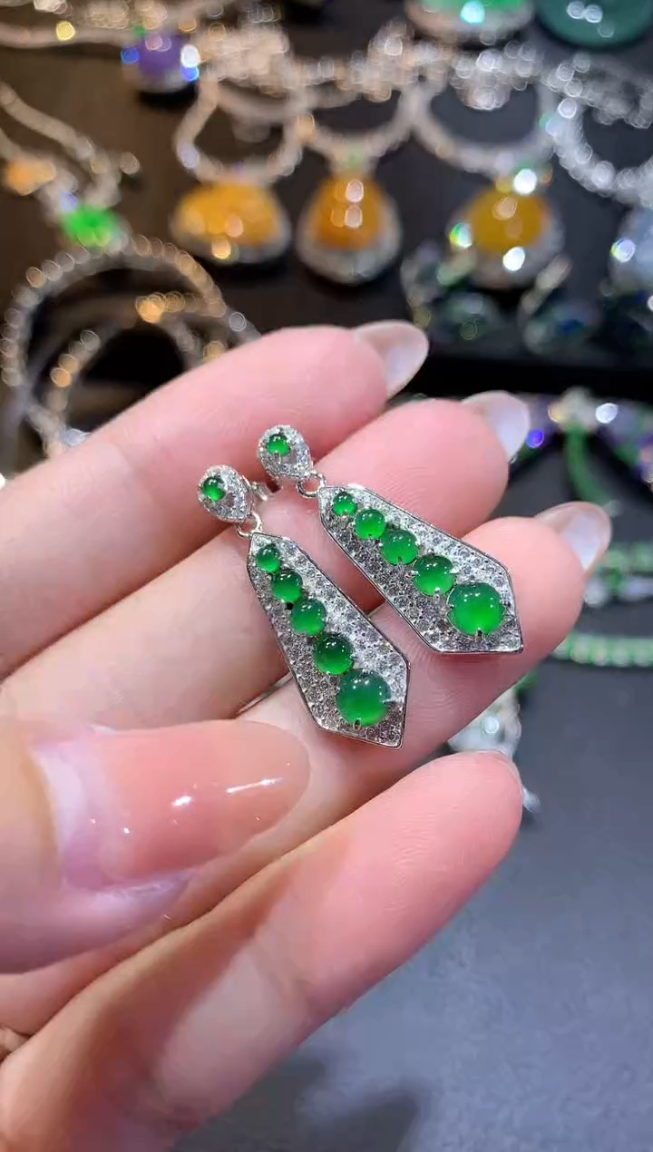 【闪购商品】翡翠耳饰银S925镶嵌121耳饰（多样性发货一件