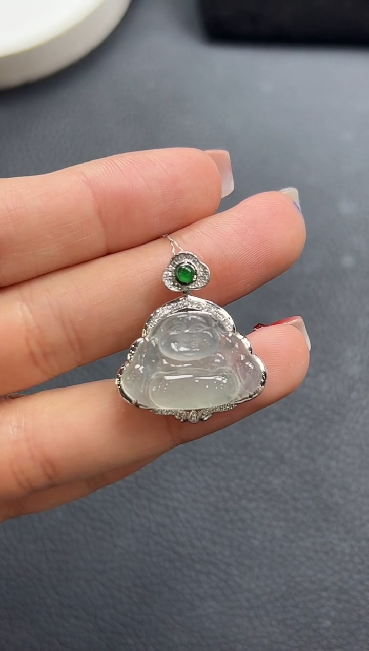 【闪购商品】翡翠颈饰18K金镶嵌佛公