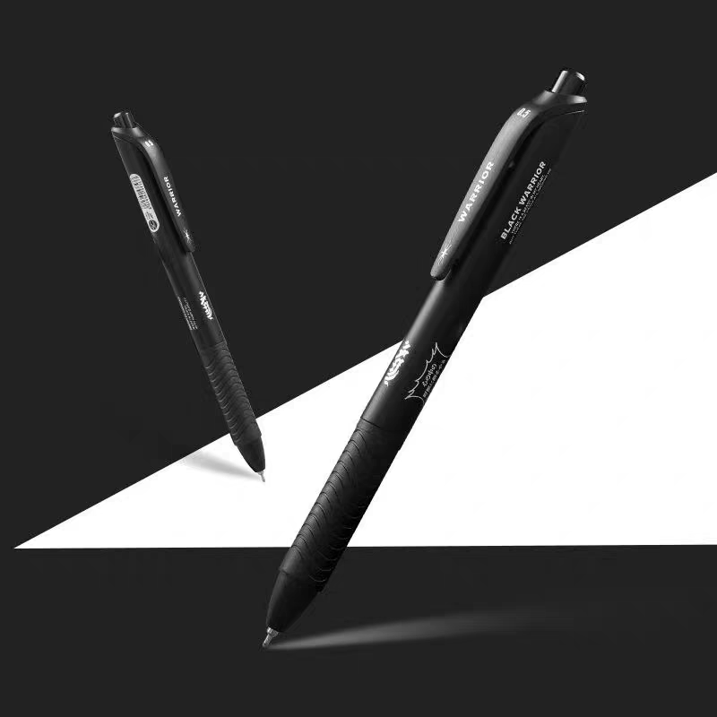 方岛进口黑武士按动笔独立包装限定高颜值0.5黑色学生中性笔水笔