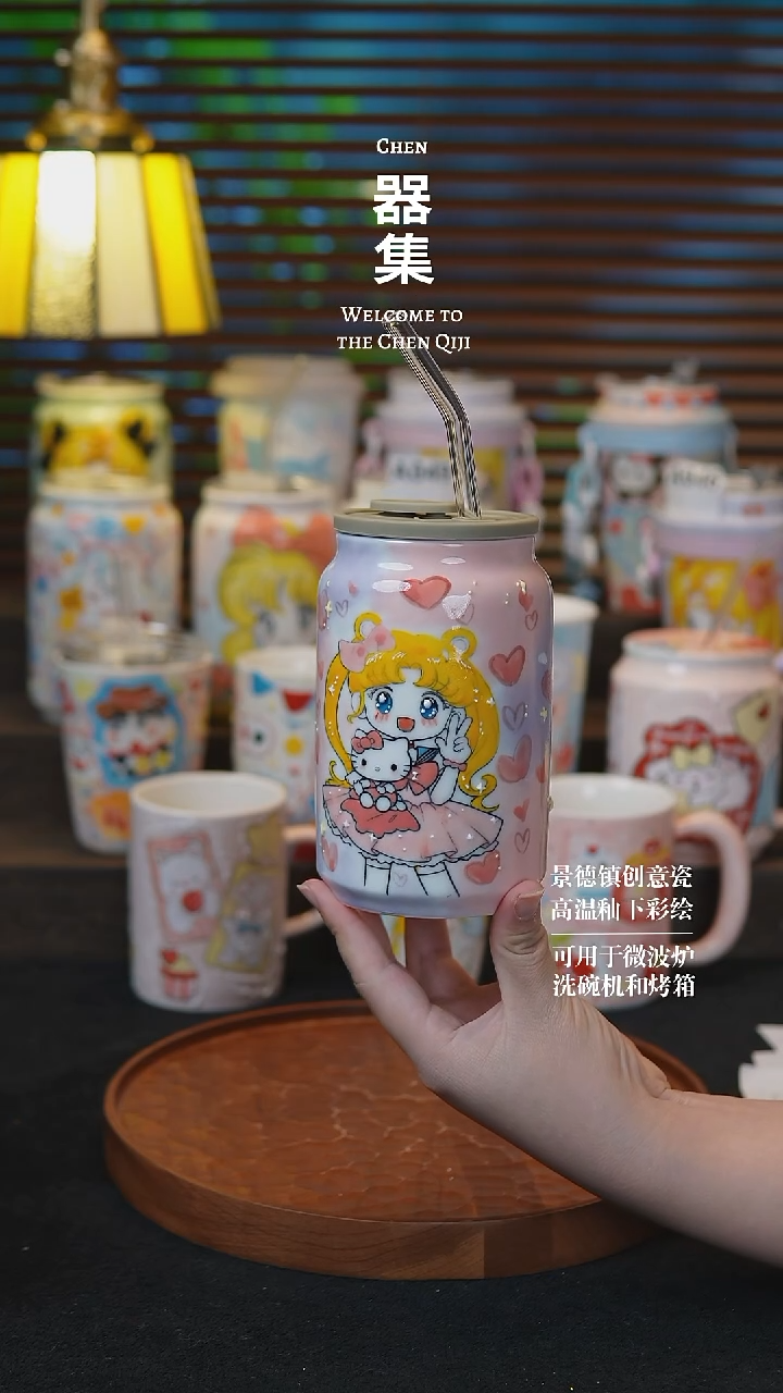 杯子30玉泥景德镇纯手工手绘创意瓷