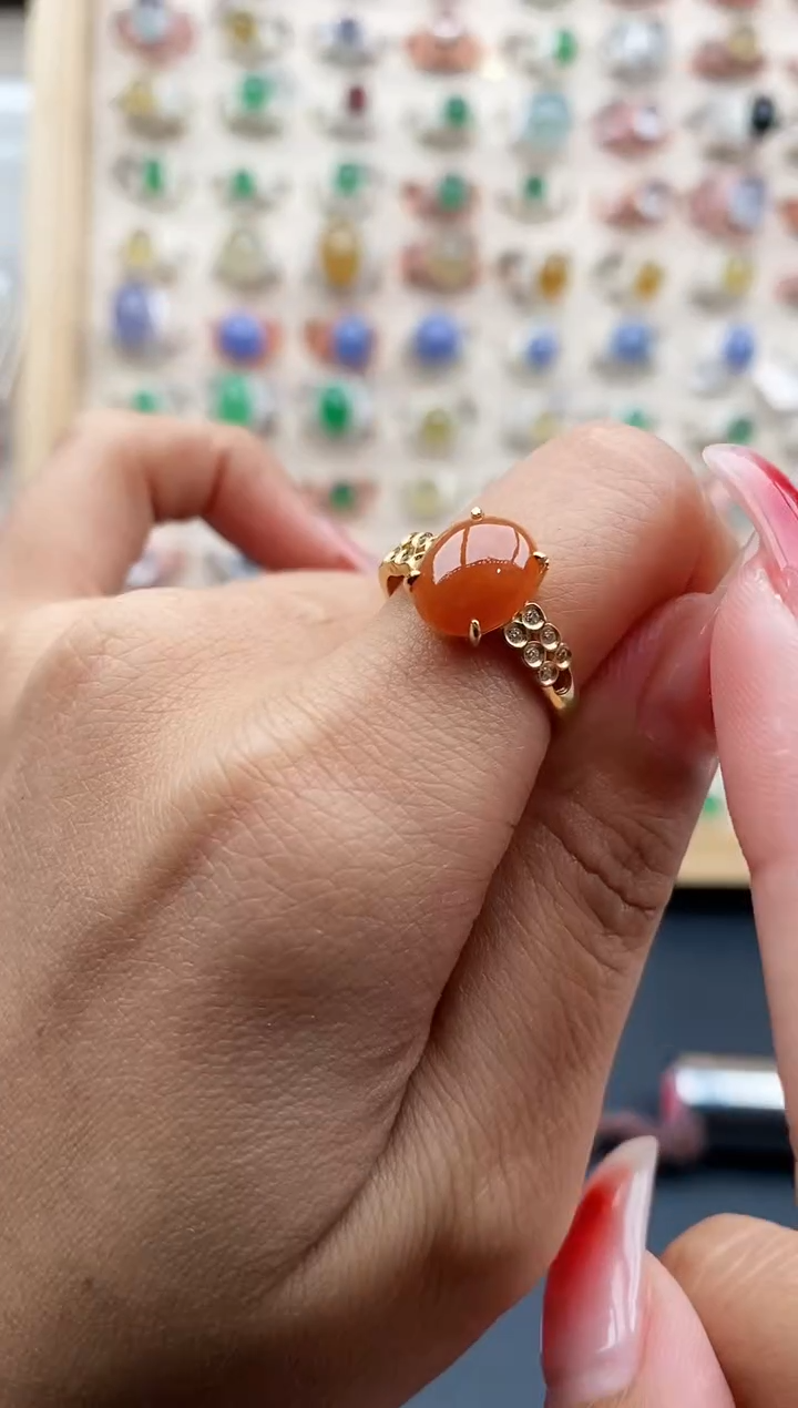 【闪购商品】翡翠戒指银S925镶嵌缅甸天然A货翡翠333 6+7