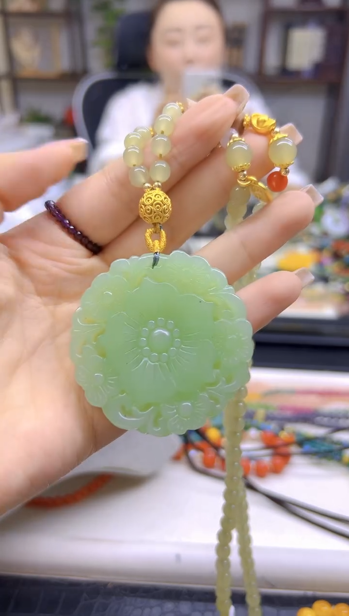 和田玉未镶嵌毛衣链DIY款M579