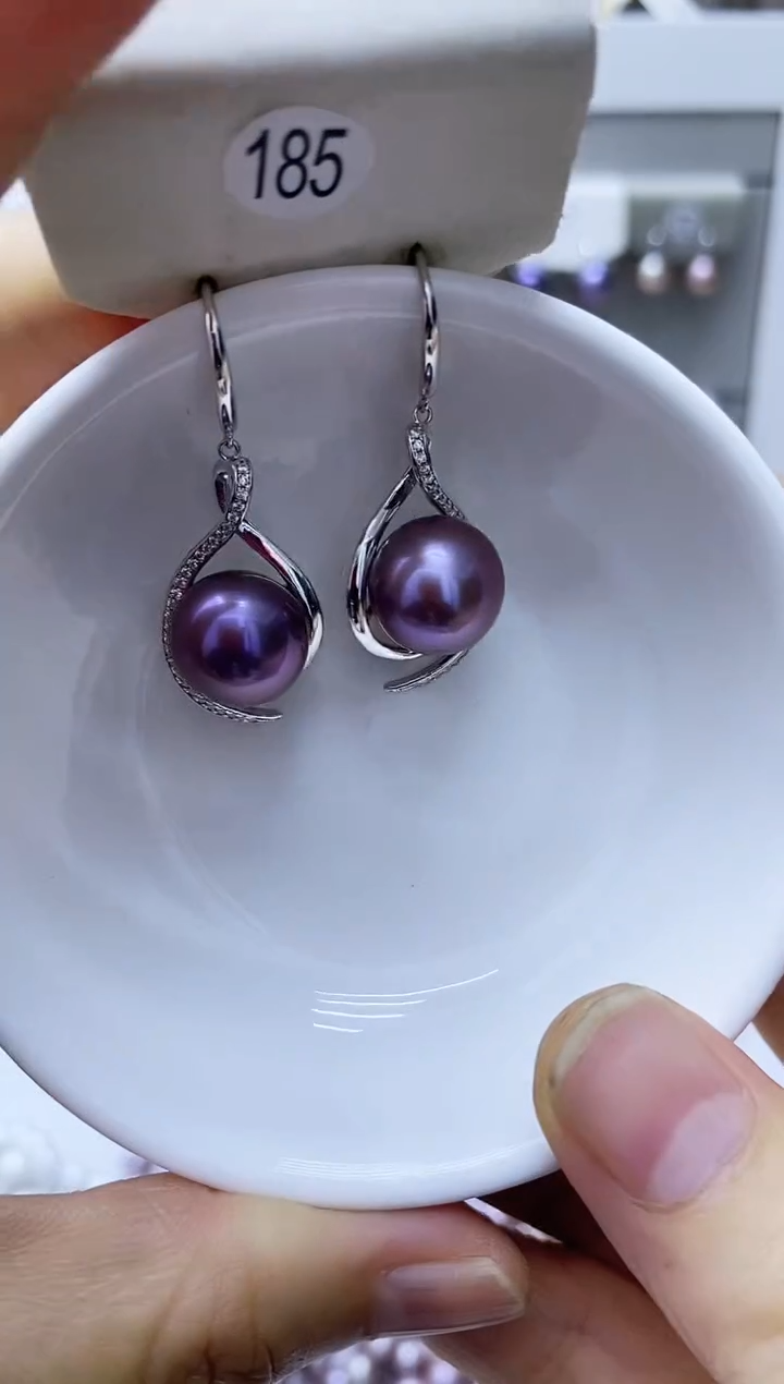 银S925镶嵌淡水珍珠耳饰185