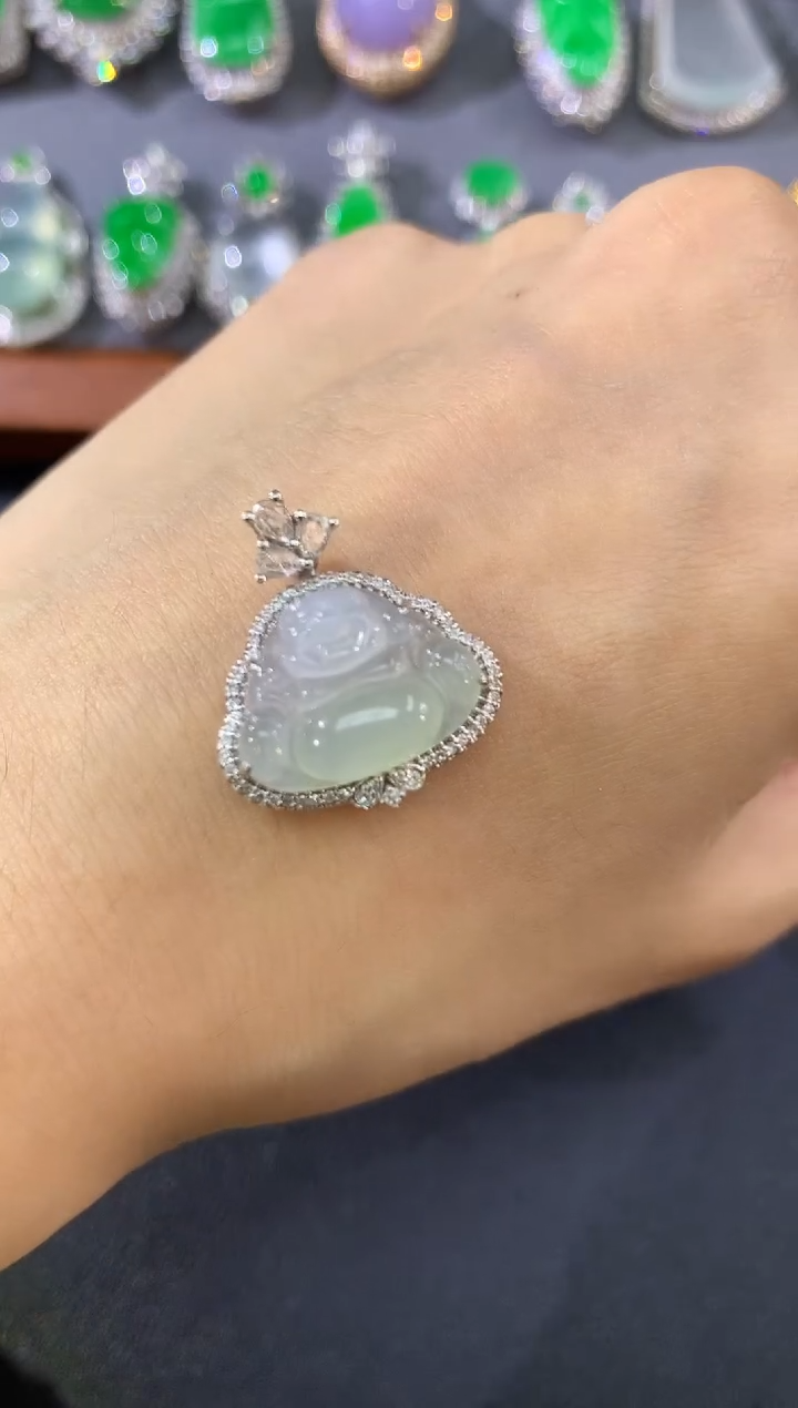 吊坠(不含链)18K金镶嵌翡翠b15