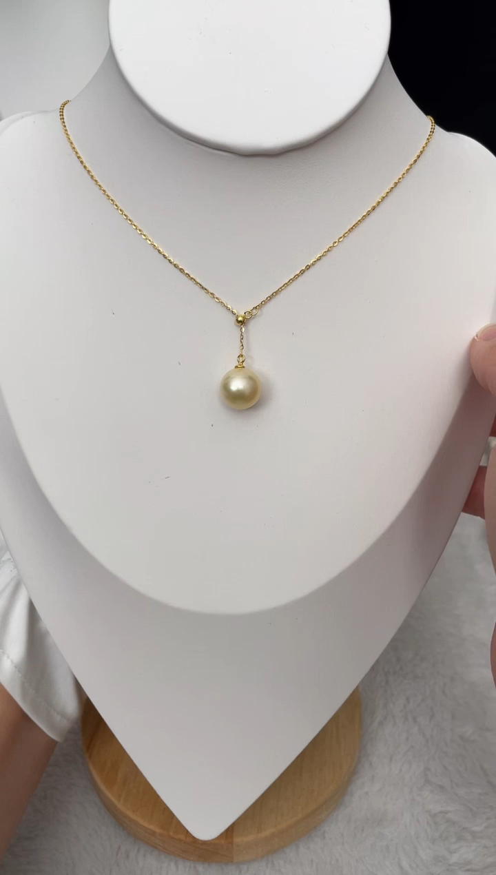 【闪购商品】海水珍珠吊坠(赠链)未镶嵌南洋金珠Y字链款11-12mm