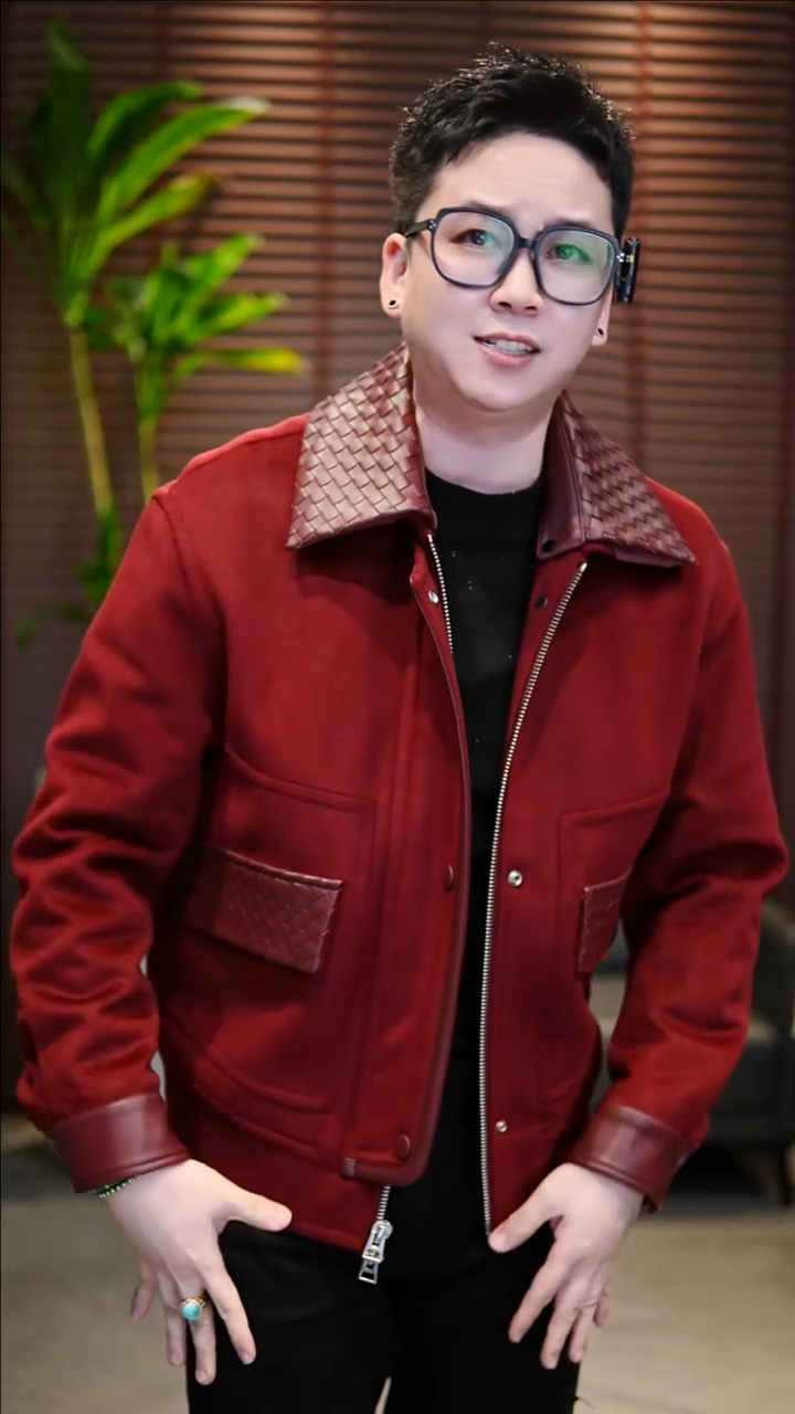 56码（175-190斤）拼皮编制夹棉羊毛夹克