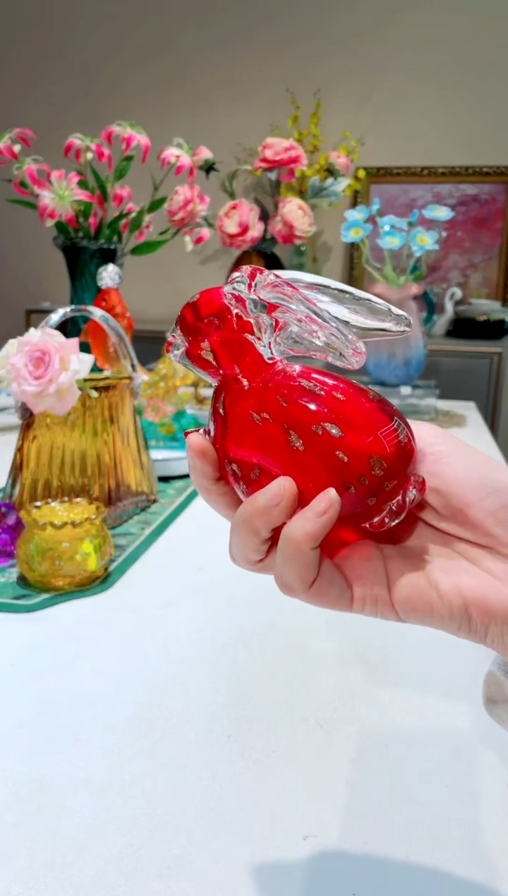 【闪购商品】琉璃手工艺品红色兔子