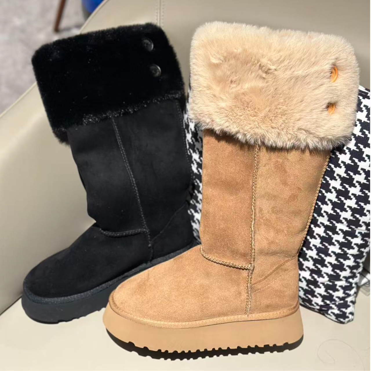 DUOMI【雪地精灵】黑咖两色长筒雪地靴鞋子XZ14261