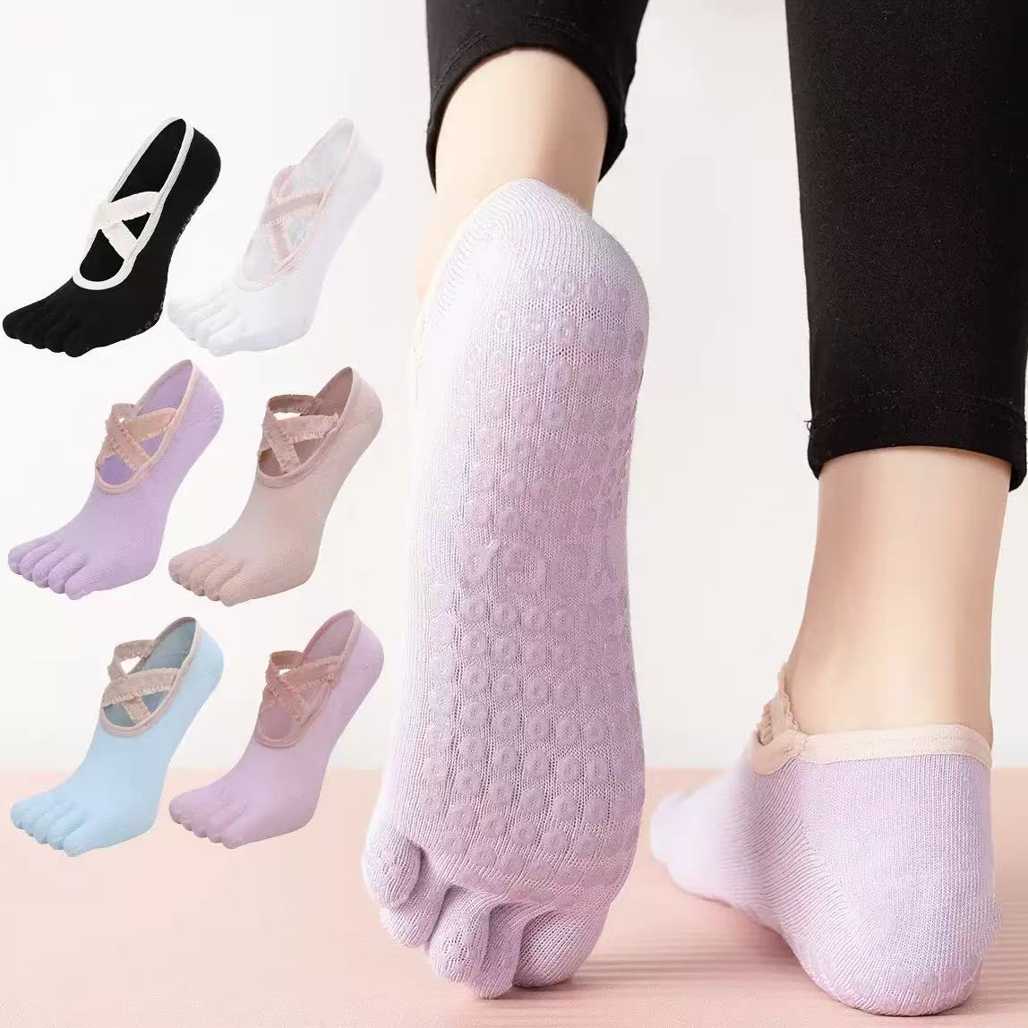 瑜伽袜夏季薄款防滑专业女普拉提袜子露背短袜室内地板运动健身袜