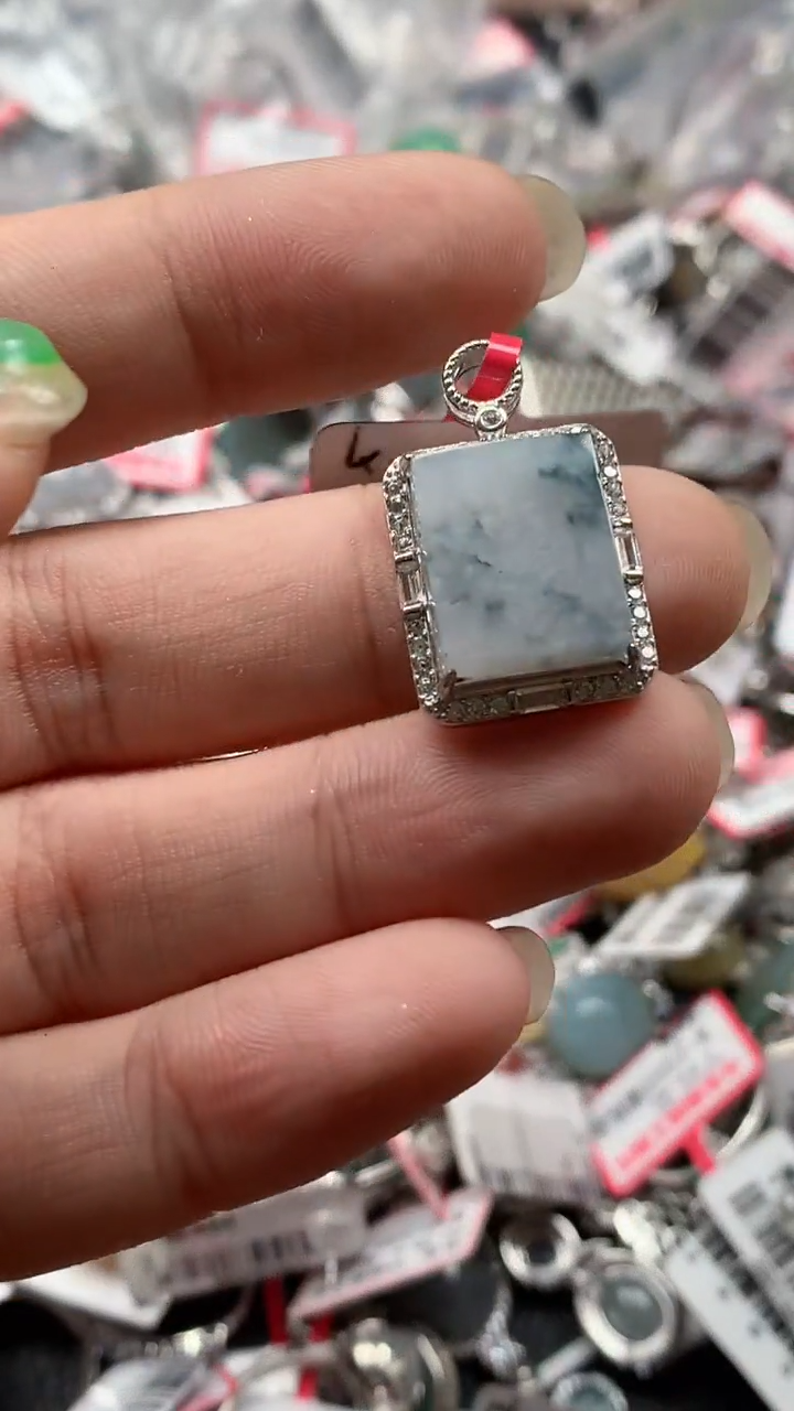 银S925镶嵌戒指翡翠天然A货缅甸翡翠