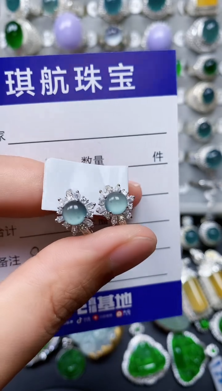 【闪购商品】翡翠耳饰银S925镶嵌0081