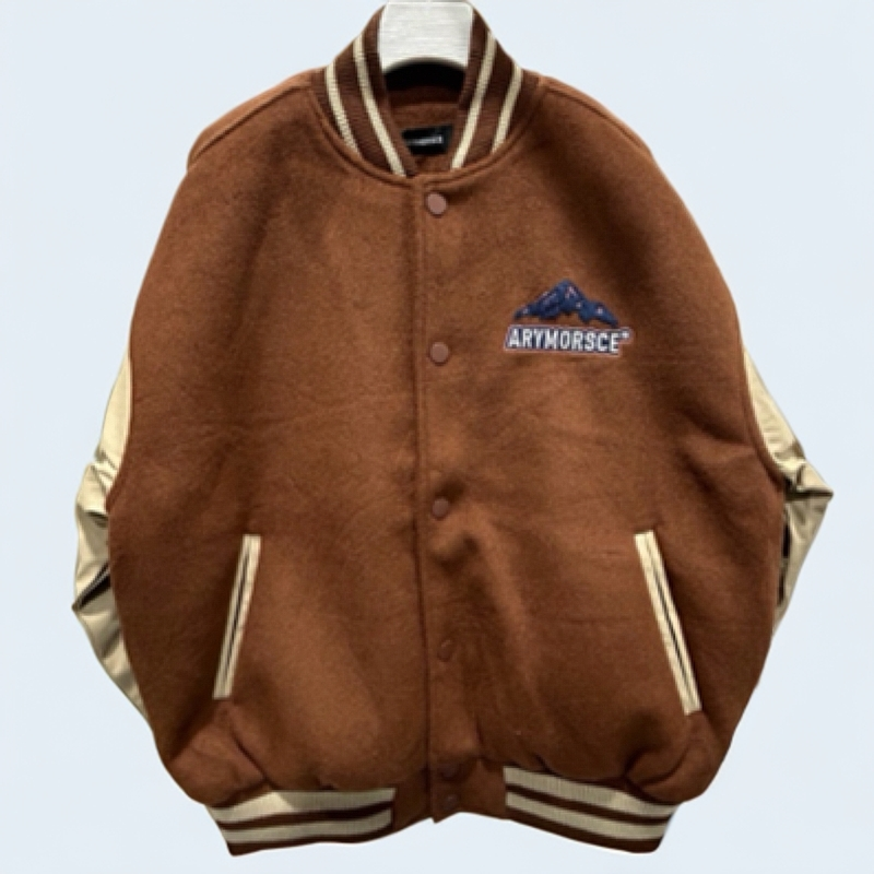 美式潮牌棒球服复古男女同款重工刺绣洋气时尚百搭冬季拼接外套