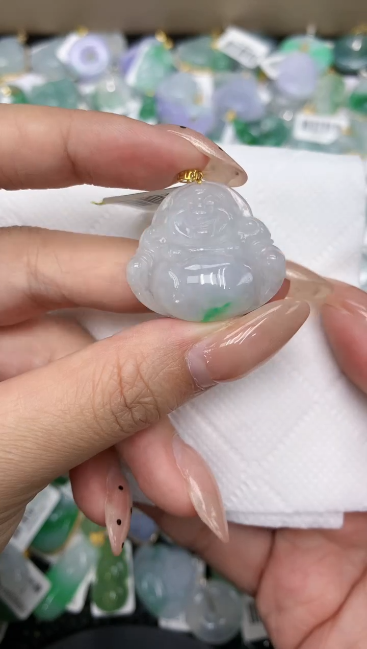 颈饰18K金镶嵌翡翠a货支持复检百元以上9元证书费自理