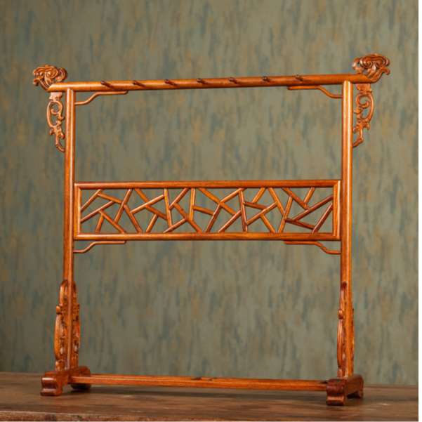 民国 黄花梨冰绽纹中牌子笔架摆件海南黄花梨笔架