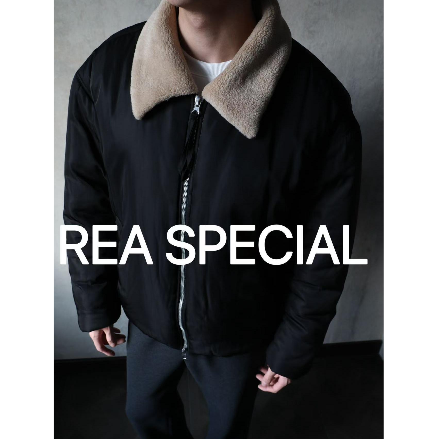 Rea special 冬季羊毛厚款翻毛领男士保暖棉服SW12051