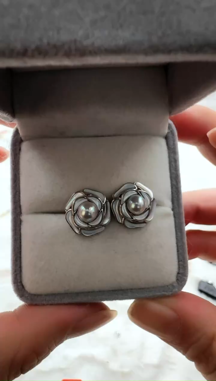 【闪购商品】海水珍珠AQ银S925镶嵌海水珍珠耳钉@@YE425