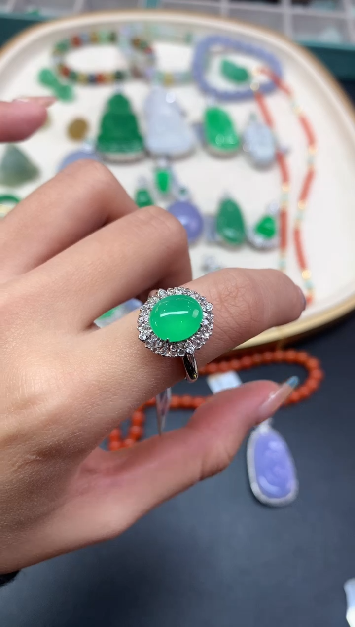 【闪购商品】翡翠戒指18K金镶嵌戒指A67|13800