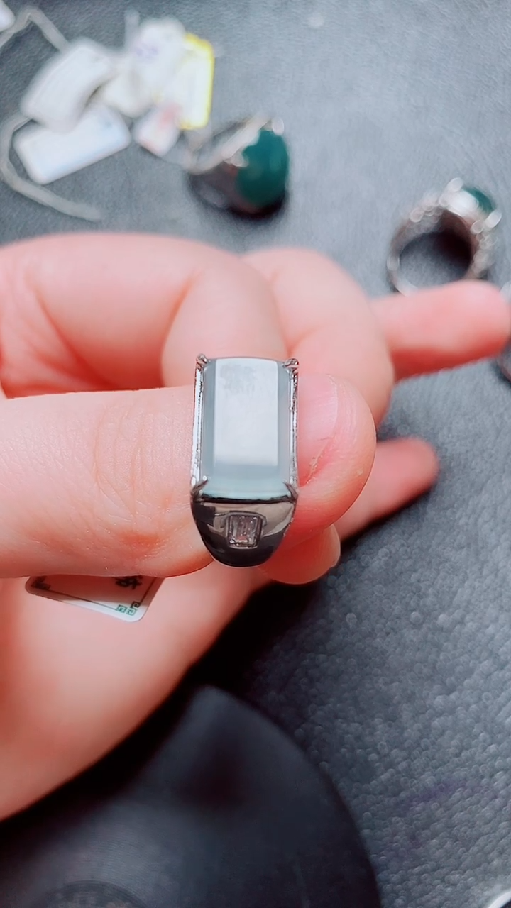 翡翠戒指银S925镶嵌翡翠