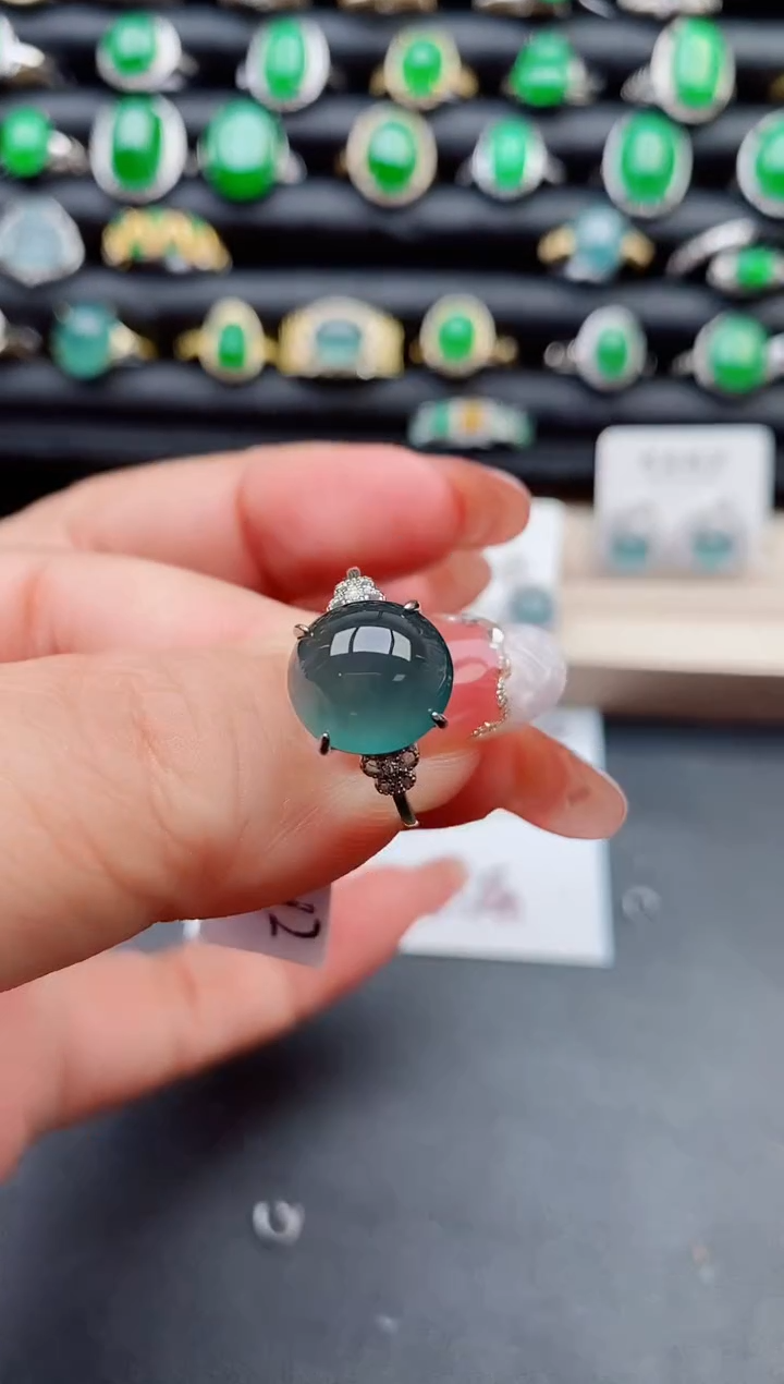 【闪购商品】翡翠戒指银S925镶嵌508080