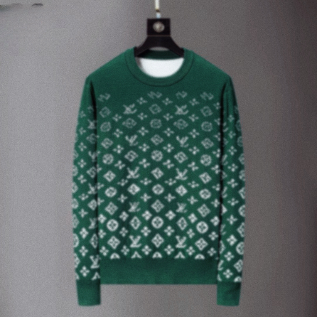 秋冬针织长袖圆领厚款毛衣针织衫时尚提花百搭打底