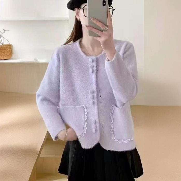 法式高级感排扣衣开衫外套女秋冬2025新款软糯针织上衣