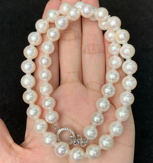 菲菲珠宝好/S925珍珠项链-圆环扣无核圆珠8mm-多样性发一