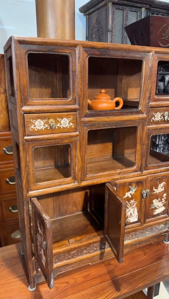 【闪购商品】木木艺缅花镶嵌梅兰竹菊柜子1980.888