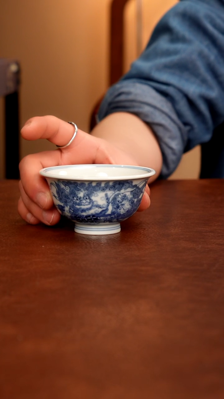 摆件陶景德镇瓷器，青花瓷手绘茶具~