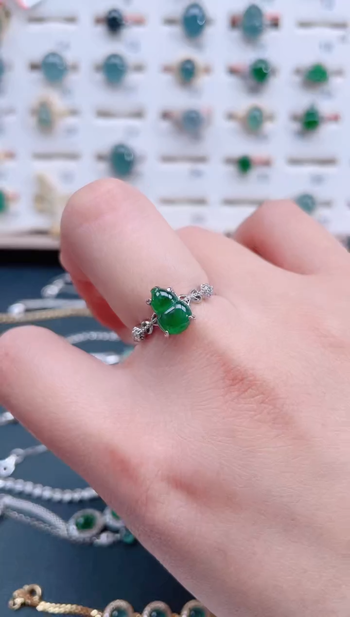 银S925镶嵌戒指翡翠天然翡翠