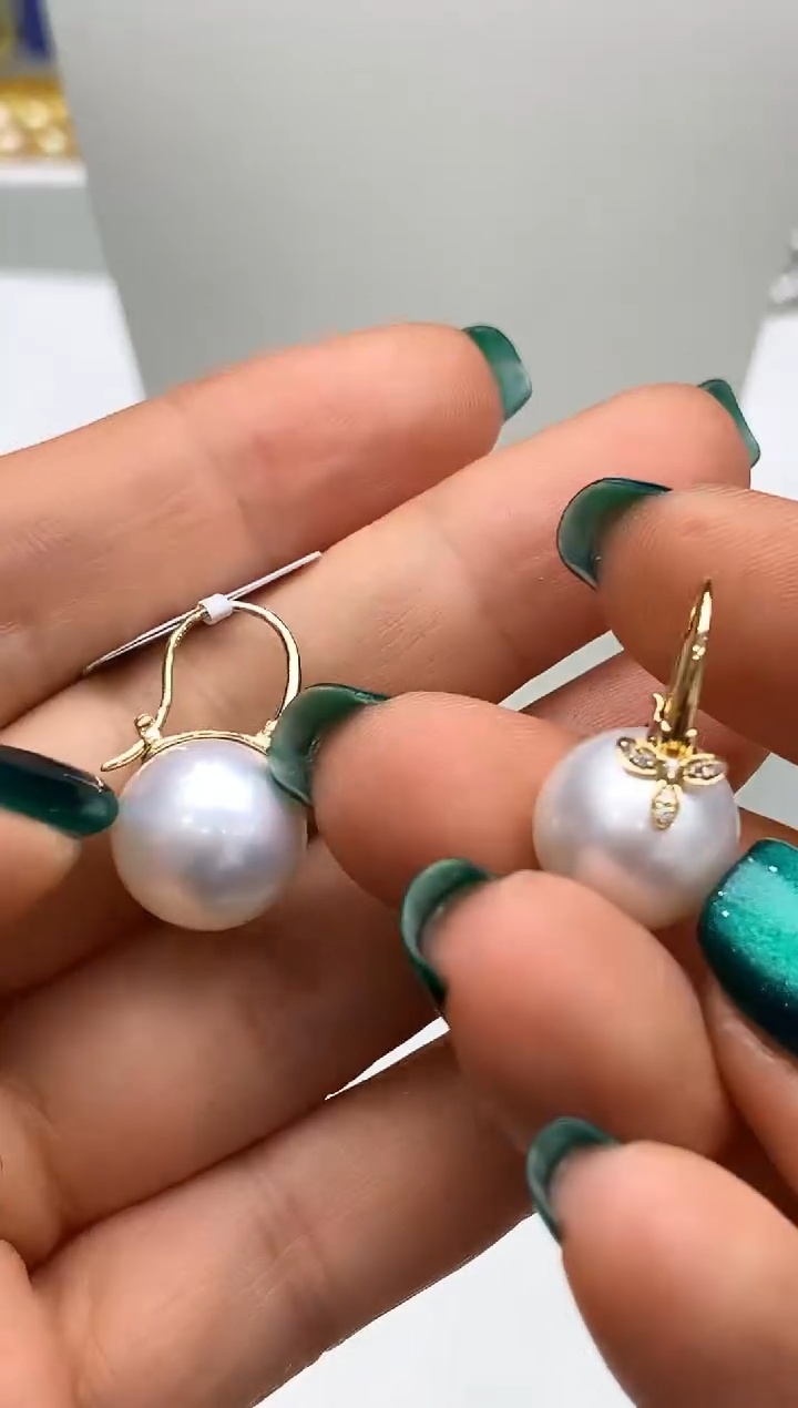 【闪购商品】海水珍珠耳饰18K金镶嵌151 12-13mm