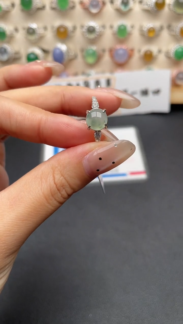 【闪购商品】翡翠银S925镶嵌戒指一物一证一礼盒