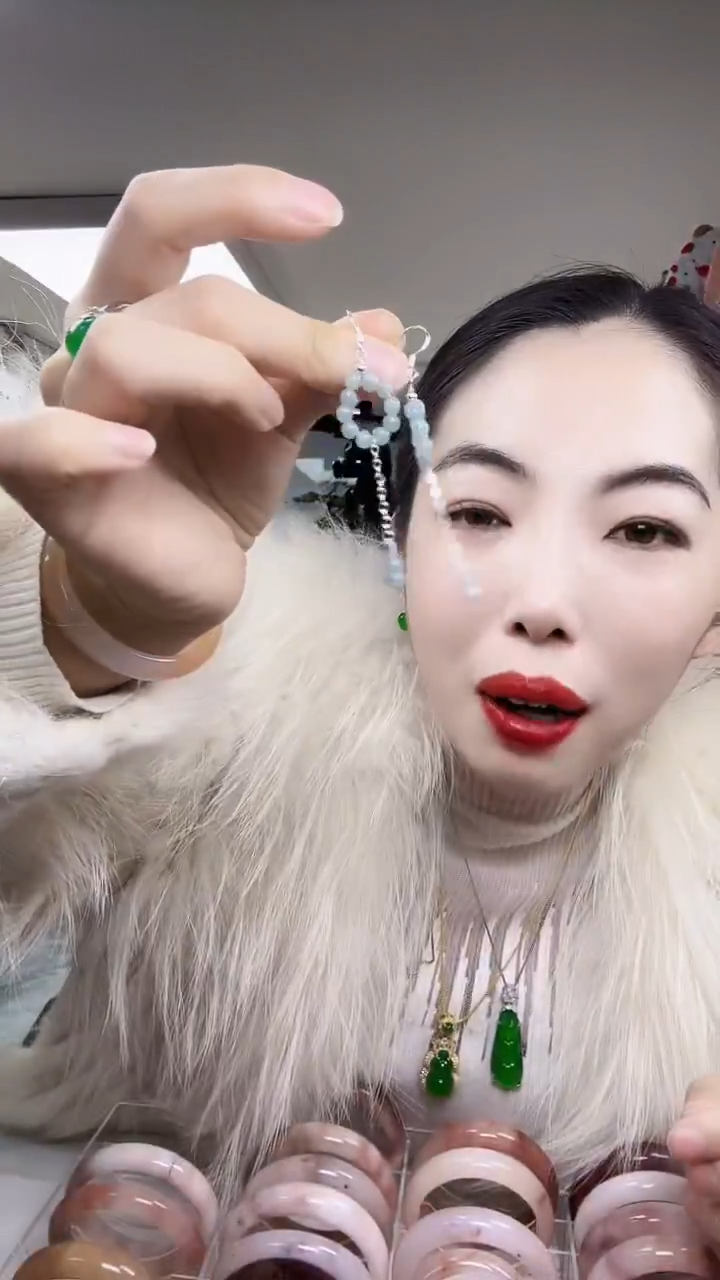 银S925镶嵌翡翠耳饰耳坠