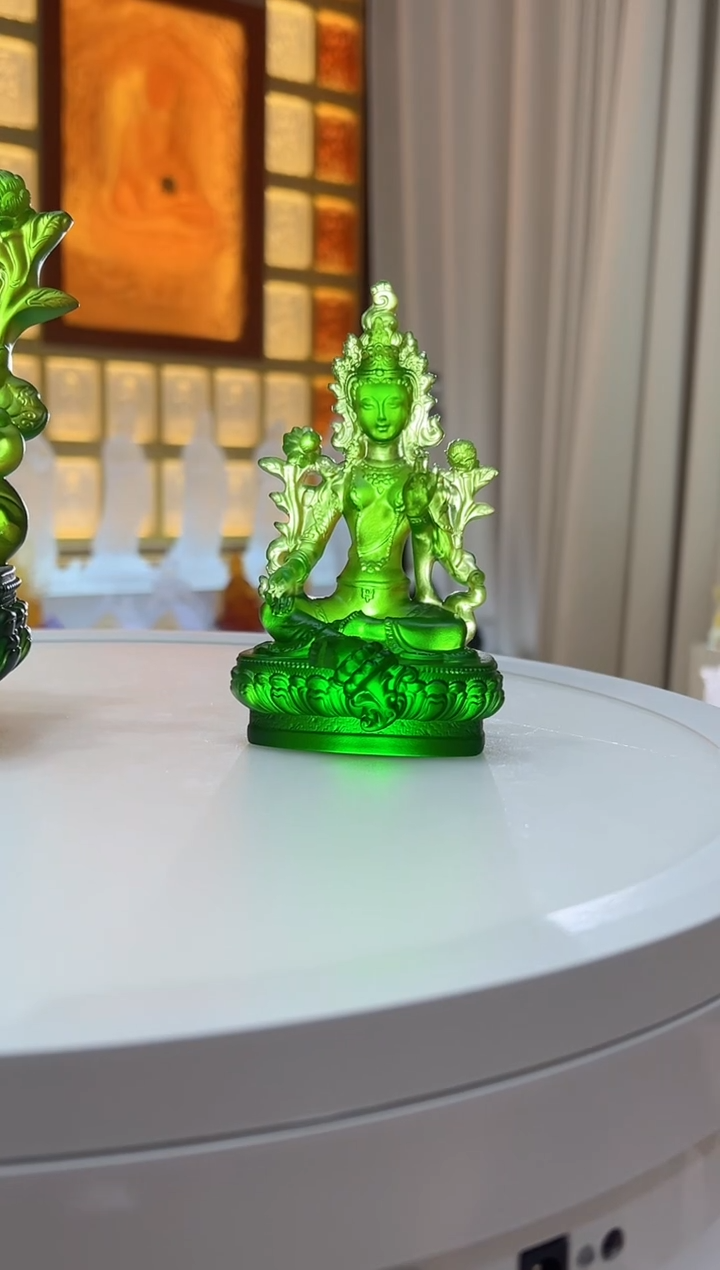 【闪购商品】茶宠匠门琉璃小号绿度母造像