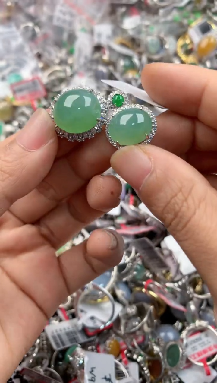 银S925镶嵌戒指翡翠2222----2