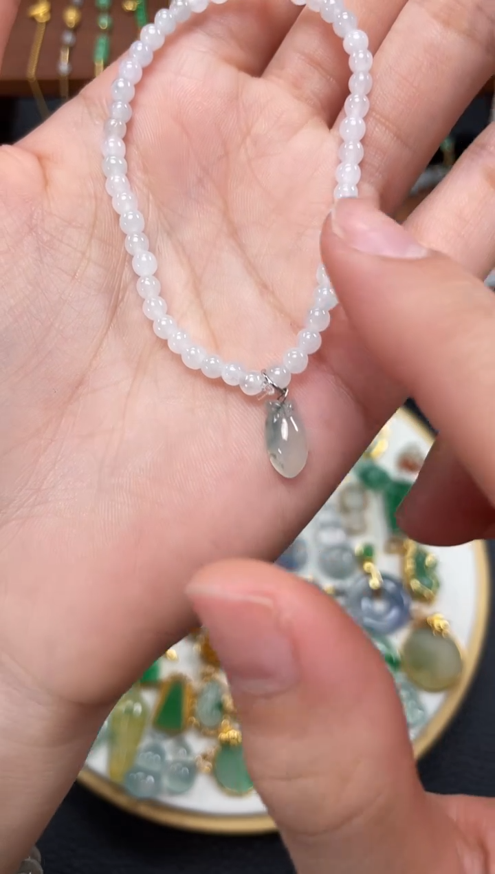 【闪购商品】翡翠套链银S925镶嵌一个  JK432