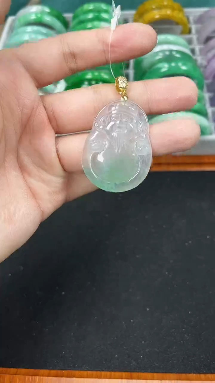 【闪购商品】砖雕h51     冰飘花财神吊坠