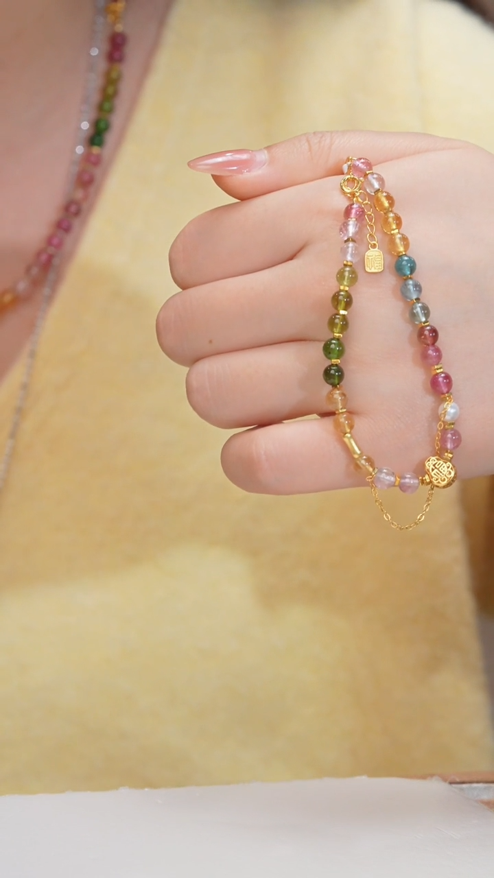 【闪购商品】碧玺手链未镶嵌多样性发 卡5@@N3826