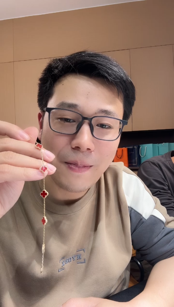 【闪购商品】玛瑙/玉髓手链18K金镶嵌红色k黄，小号五花手链GHJ