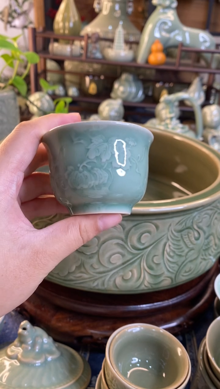 TS052 若见秘色 南瓜杯2只微瑕