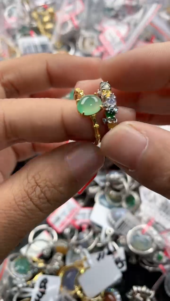 银S925镶嵌戒指翡翠555            6