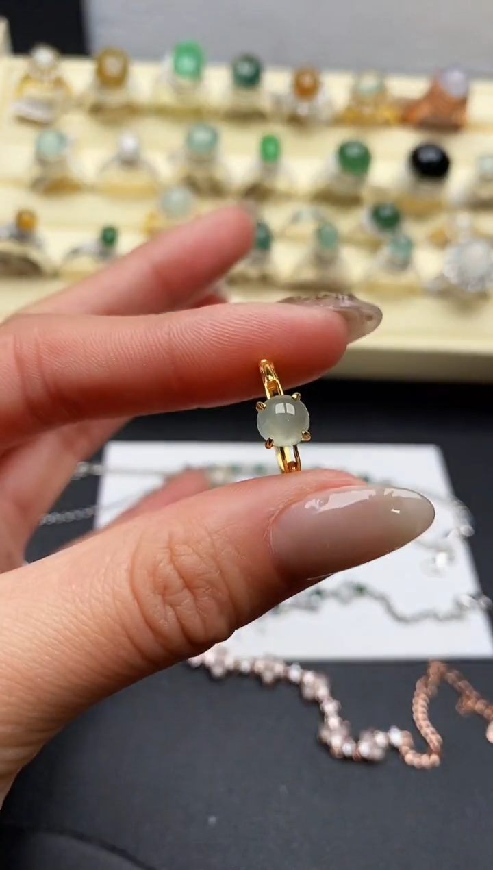 【闪购商品】翡翠戒指银S925镶嵌缅甸翡翠2   8+8