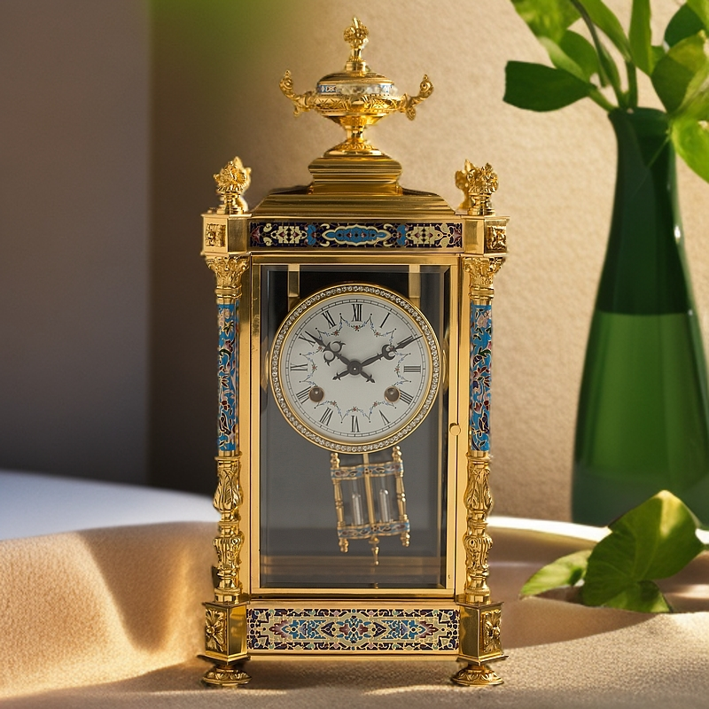 铜镀金1号珐琅四明钟  进口赫姆勒机芯 家居装饰 高档工艺品