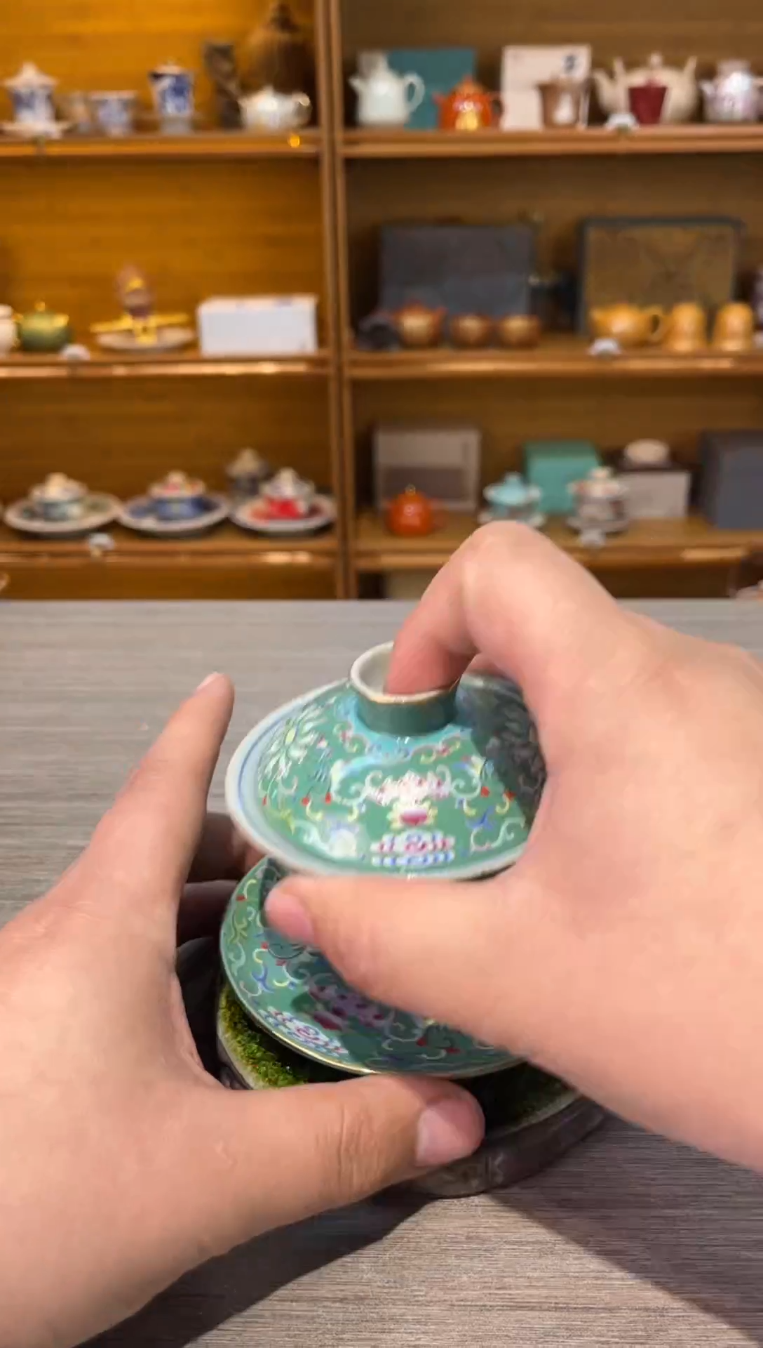 【闪购商品】深绿缠盖碗茶具茶具