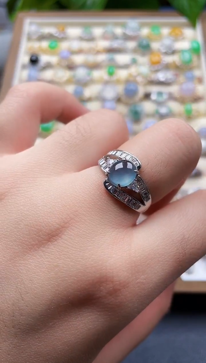 银S925镶嵌戒指翡翠160