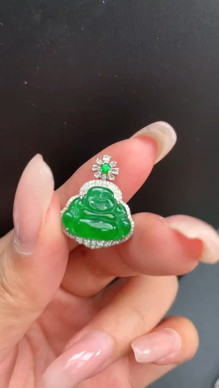 【闪购商品】翡翠颈饰18K金镶嵌佛公