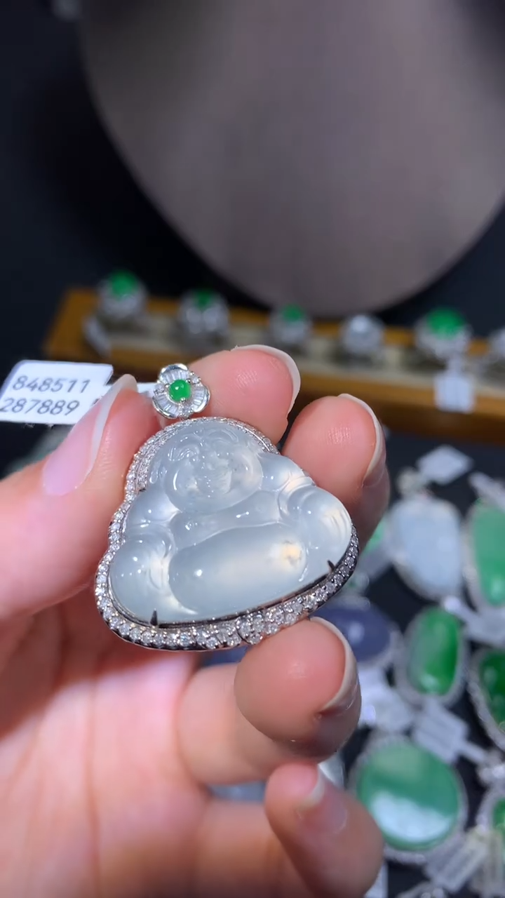 吊坠(不含链)18K金镶嵌翡翠吊坠