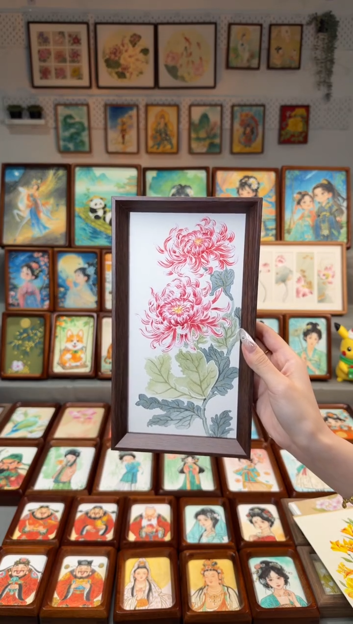 国画红菊 手绘国画27