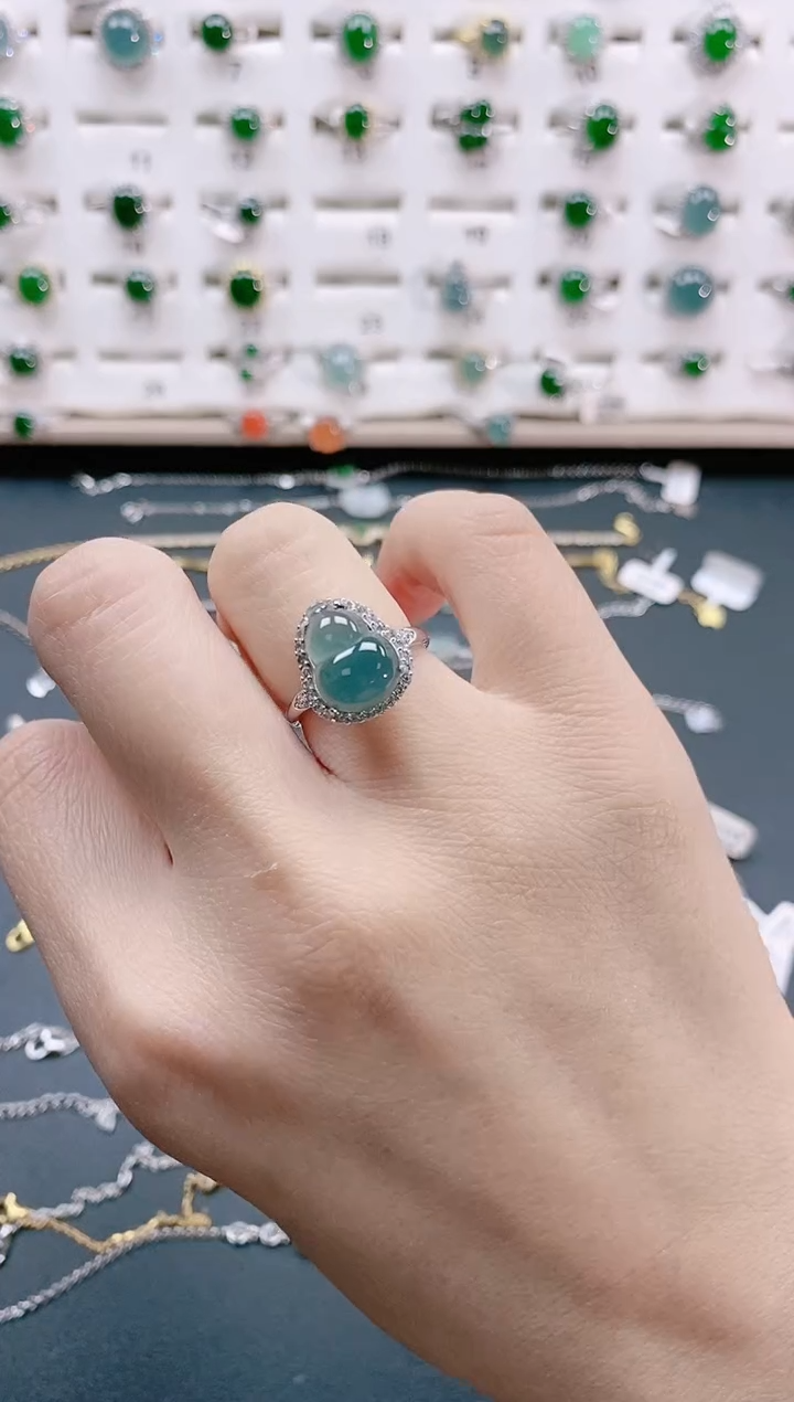 【闪购商品】翡翠戒指银S925镶嵌天然翡翠