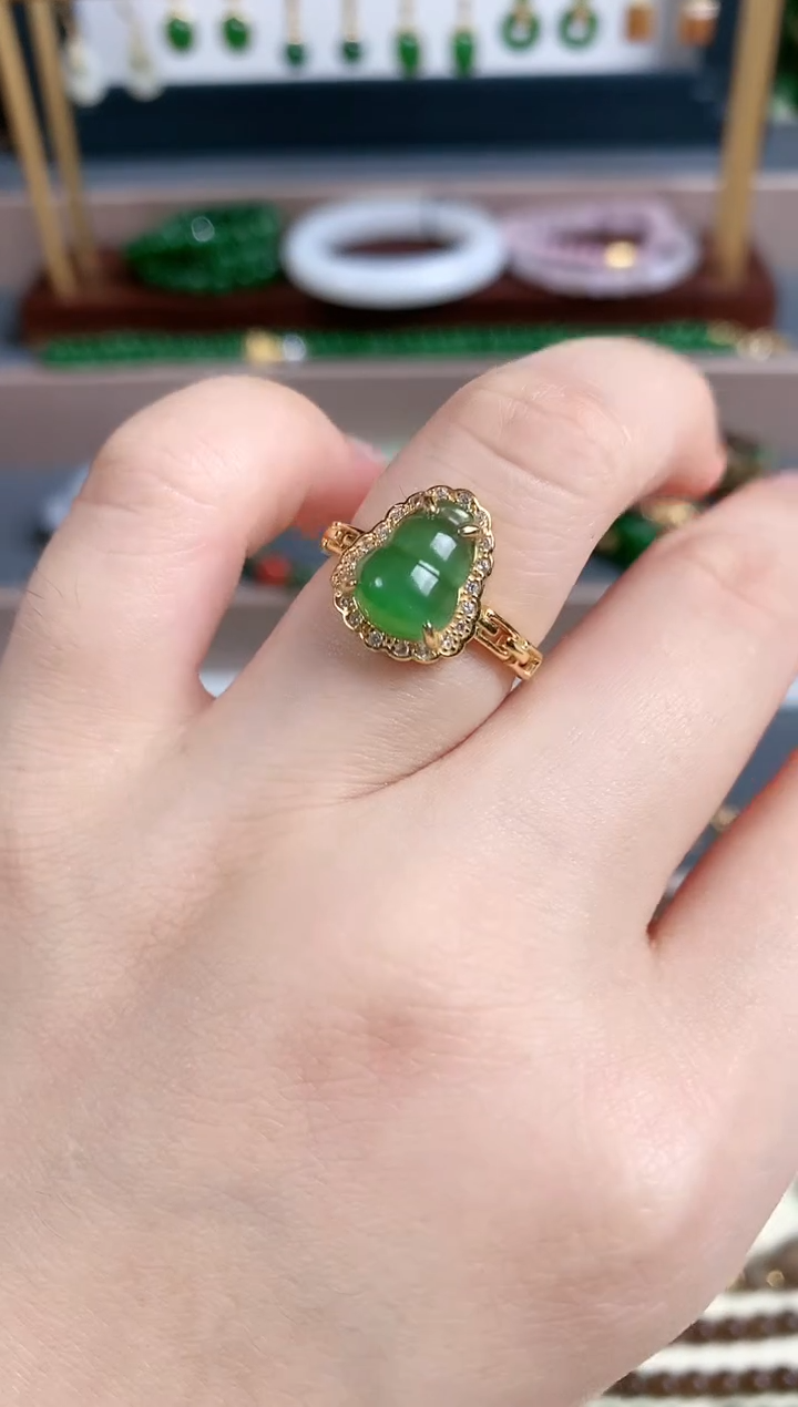 银S925镶嵌戒指和田玉1